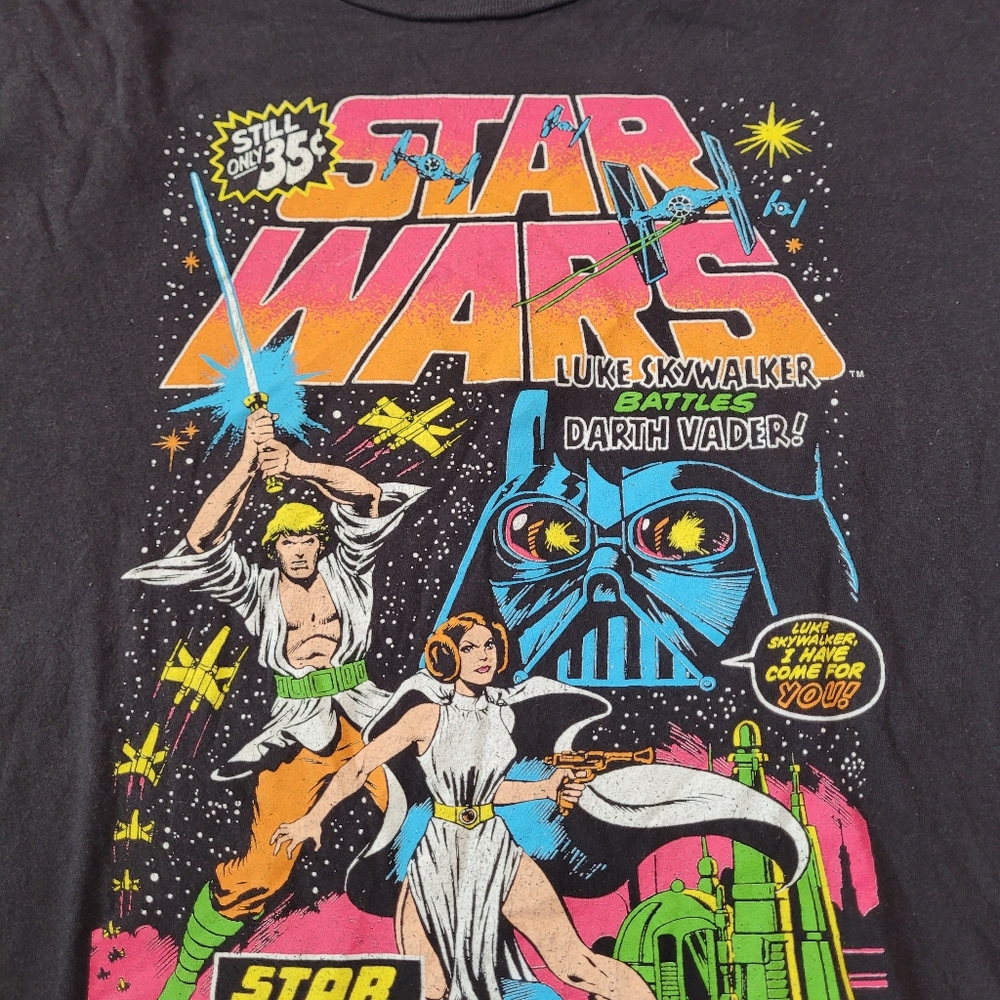 BLACK STARWARS TSHIRT MENS XXL ,STAR WARS LUKE SKY WALKER BATTLES DARTH VADER!